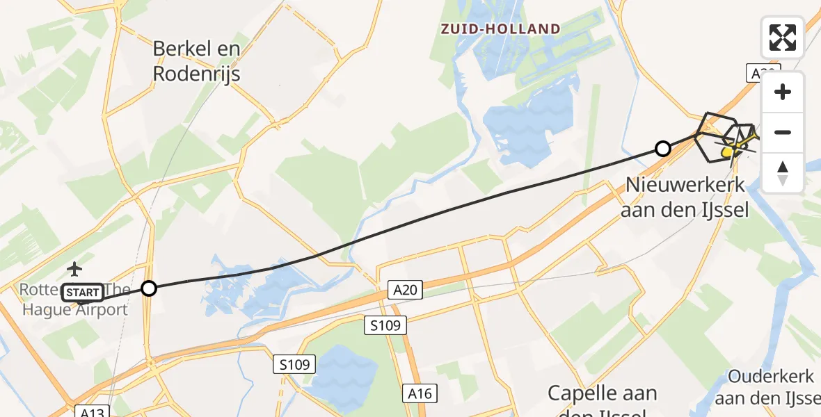 Routekaart van de vlucht: Lifeliner 2 naar Nieuwerkerk aan den IJssel, Edsger Dijkstralaan