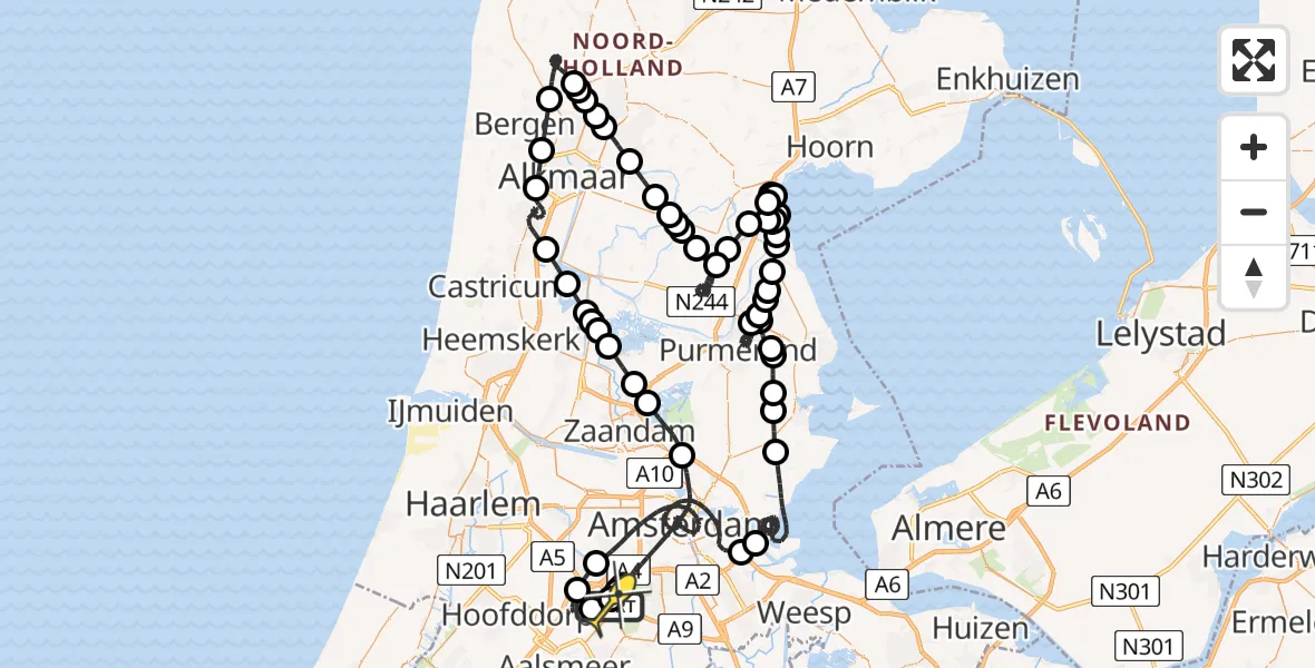 Routekaart van de vlucht: Politieheli naar Schiphol, Thermiekstraat
