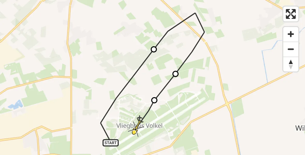 Routekaart van de vlucht: Lifeliner 3 naar Vliegbasis Volkel, Zeelandsedijk