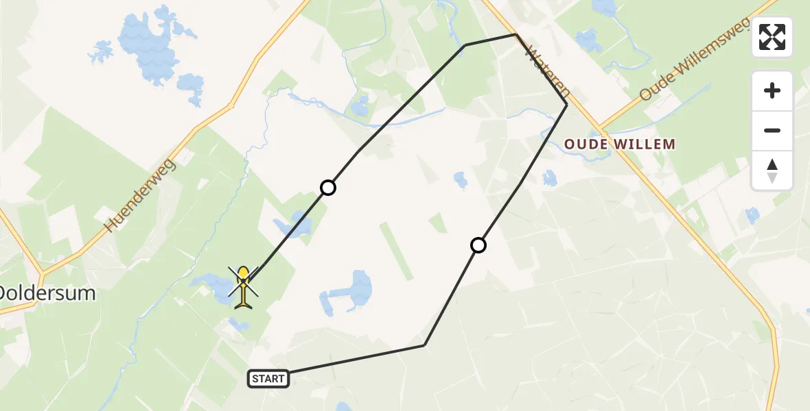 Routekaart van de vlucht: Lifeliner 4 naar Wapse, Wapserveld