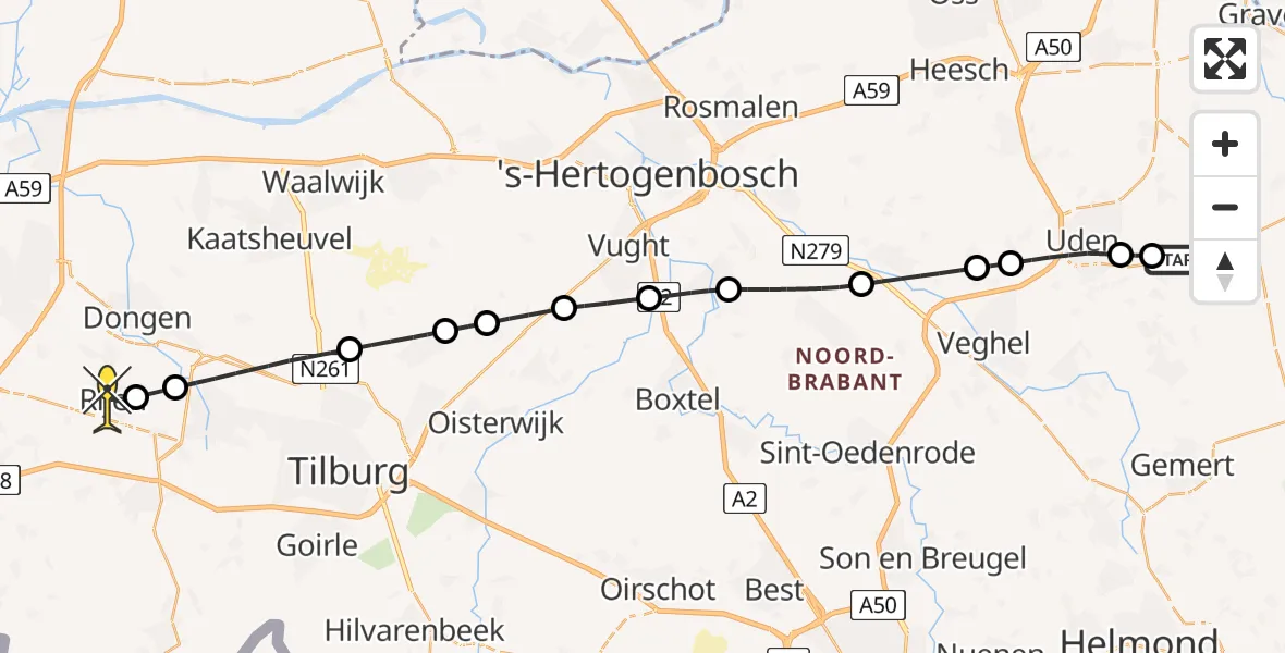Routekaart van de vlucht: Lifeliner 3 naar Rijen, Venstraat