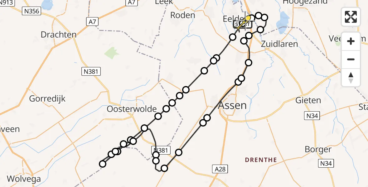 Routekaart van de vlucht: Lifeliner 4 naar Groningen Airport Eelde, Luchtenburgerweg