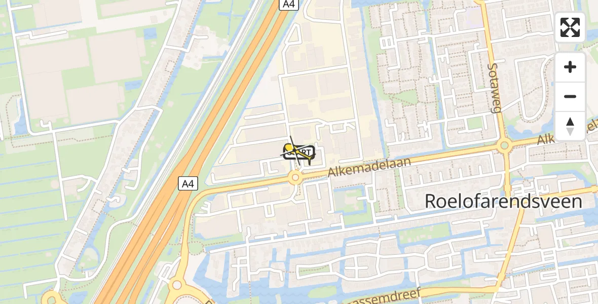 Routekaart van de vlucht: Lifeliner 1 naar Roelofarendsveen, Alkemadelaan
