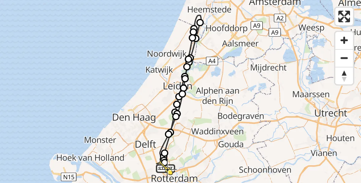 Routekaart van de vlucht: Lifeliner 2 naar Rotterdam The Hague Airport, Schieveense polder
