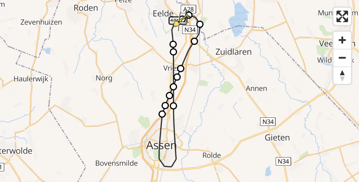 Routekaart van de vlucht: Lifeliner 4 naar Groningen Airport Eelde, Vissersweg