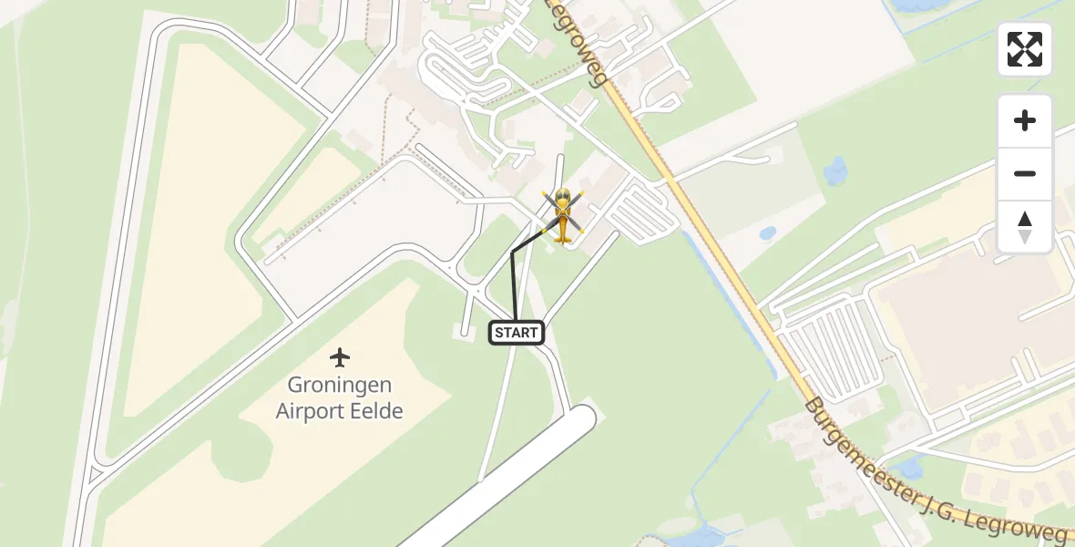 Vluchtroute Traumahelikopter Groningen Airport Eelde - Groningen Airport Eelde, 08 augustus 2025, 00:31
