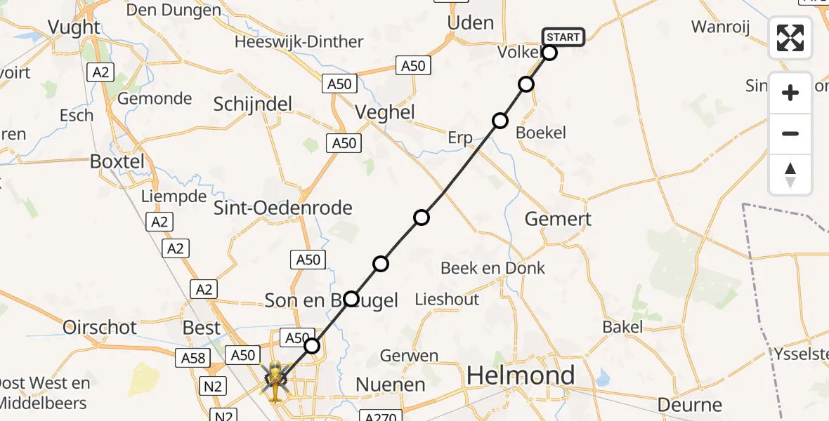 Routekaart van de vlucht: Lifeliner 3 naar Eindhoven, Rechtestraat