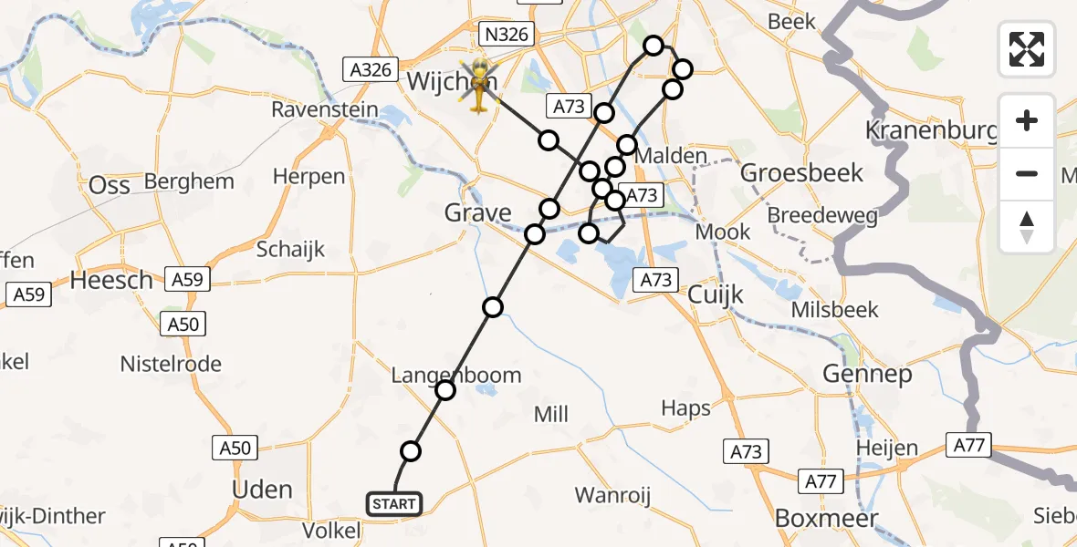 Vluchtroute Traumahelikopter Vliegbasis Volkel - Wijchen, 08 augustus 2025, 07:22