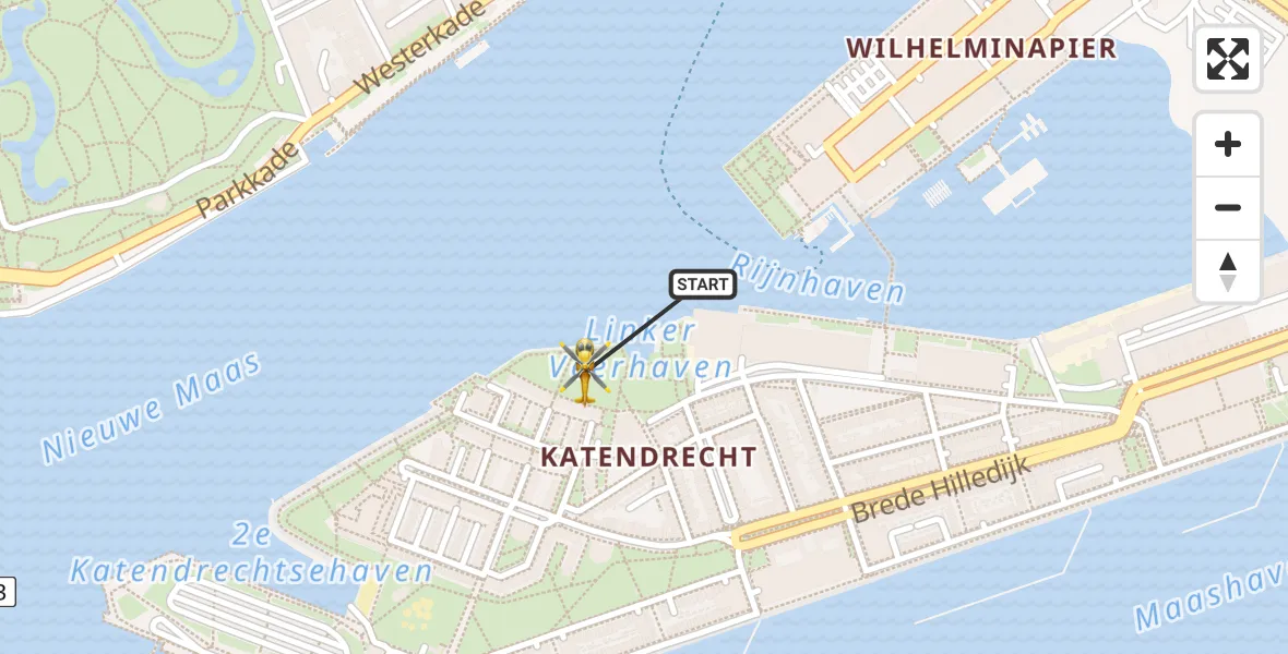 Vluchtroute Traumahelikopter Rotterdam - Rotterdam, 08 augustus 2025, 07:45