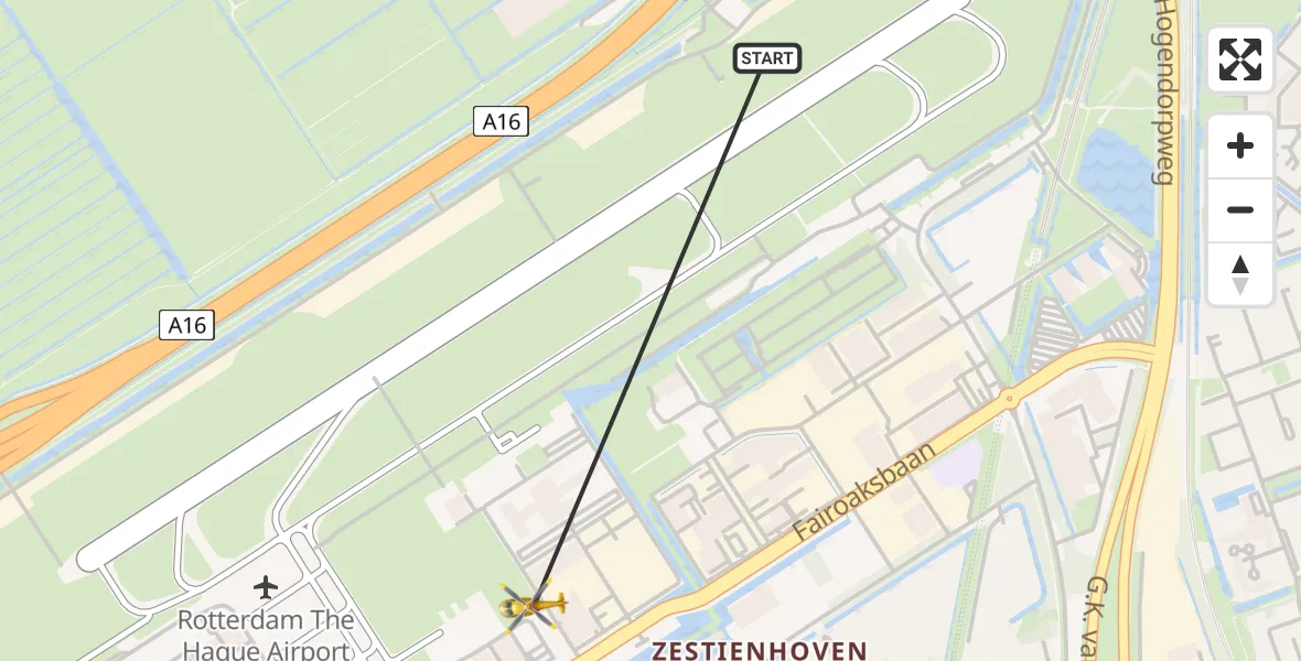 Vluchtroute Traumahelikopter Rotterdam The Hague Airport - Rotterdam The Hague Airport, 08 augustus 2025, 10:01
