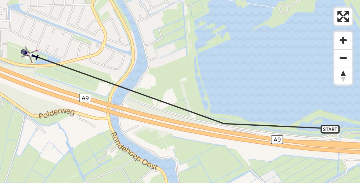 Vluchtroute Politiehelikopter Ouderkerk aan de Amstel - Ouderkerk aan de Amstel, 08 augustus 2025, 10:10