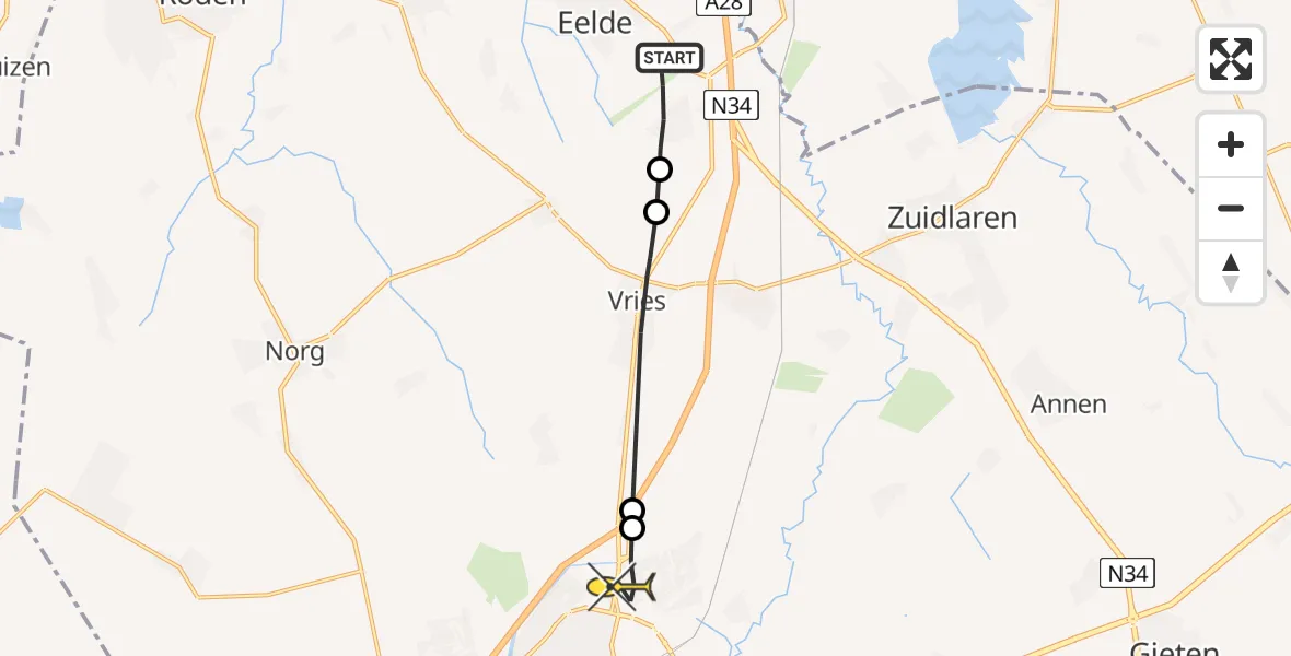 Routekaart van de vlucht: Lifeliner 4 naar Assen, Breukenweg
