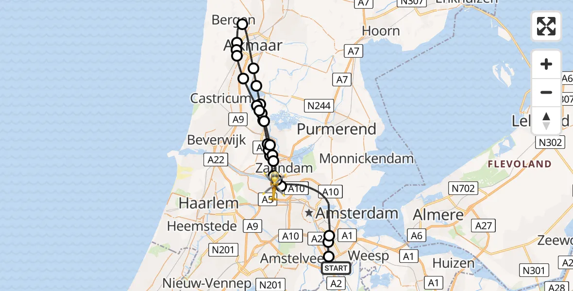 Vluchtroute Traumahelikopter Academisch Medisch Centrum (AMC) - Amsterdam Heliport, 08 augustus 2025, 10:24