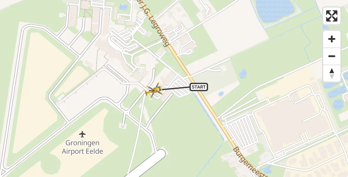 Vluchtroute Traumahelikopter Groningen Airport Eelde - Groningen Airport Eelde, 08 augustus 2025, 11:24
