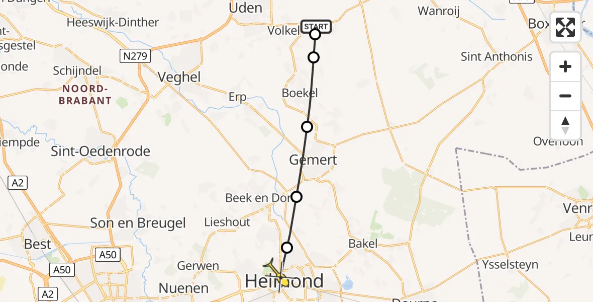 Routekaart van de vlucht: Lifeliner 3 naar Helmond, Hemelrijkstraat