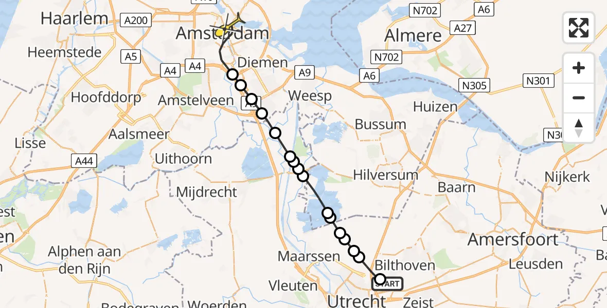 Routekaart van de vlucht: Lifeliner 1 naar Amsterdam, Hoogekampse Pad