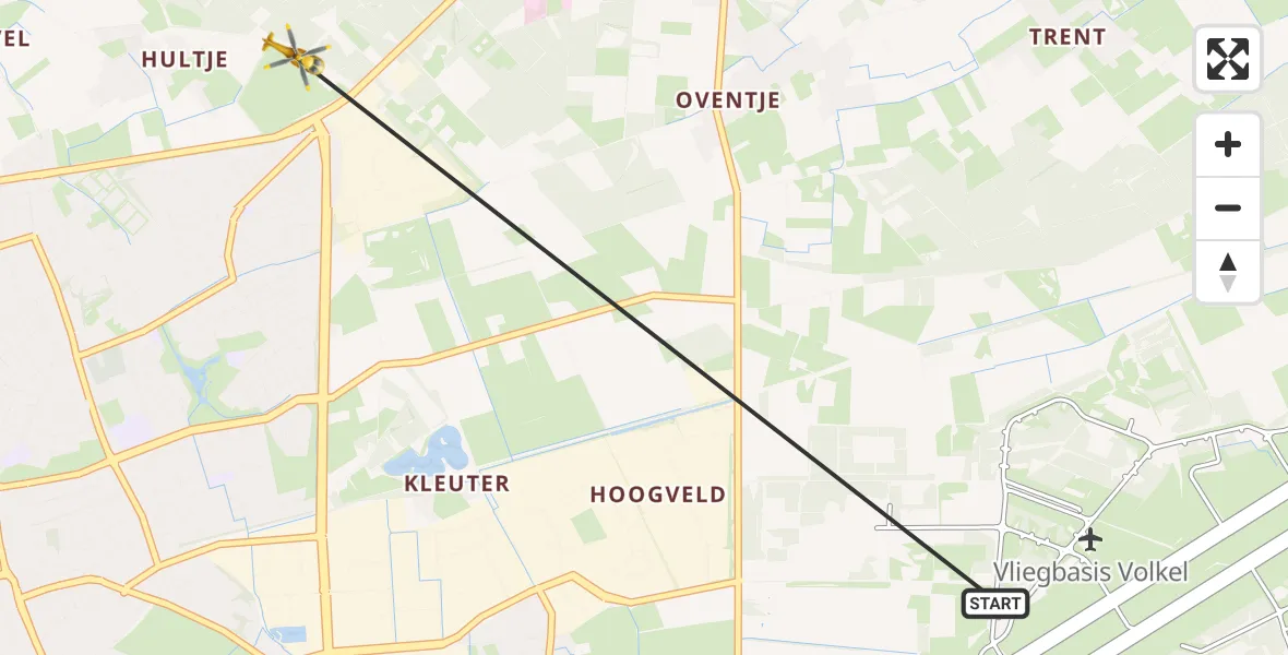 Routekaart van de vlucht: Lifeliner 3 naar Uden, Bosdreef