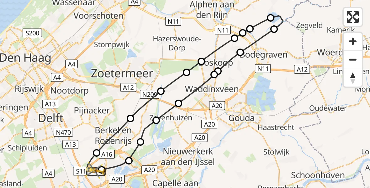 Vluchtroute Traumahelikopter Rotterdam The Hague Airport - Rotterdam The Hague Airport, 08 augustus 2025, 12:45