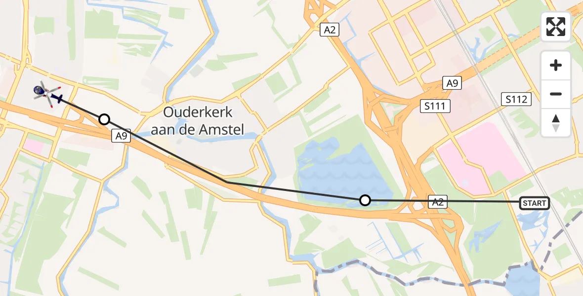 Vluchtroute Politiehelikopter Academisch Medisch Centrum (AMC) - Amstelveen, 08 augustus 2025, 12:45