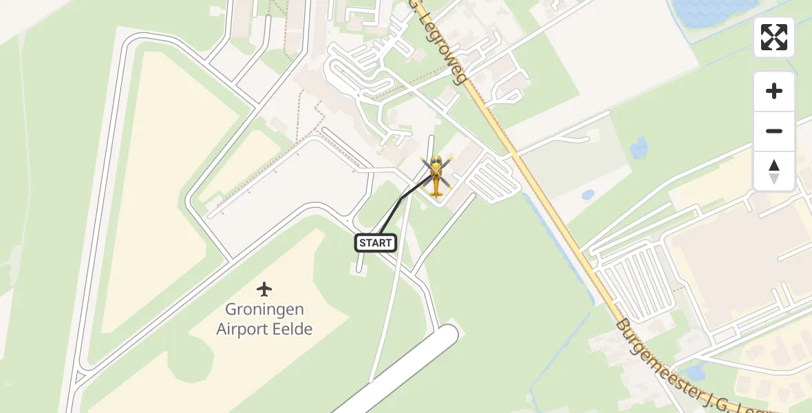 Vluchtroute Ambulancehelikopter Groningen Airport Eelde - Groningen Airport Eelde, 08 augustus 2025, 18:00