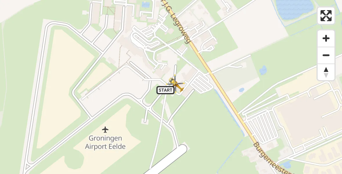 Vluchtroute Traumahelikopter Groningen Airport Eelde - Groningen Airport Eelde, 08 augustus 2025, 18:51