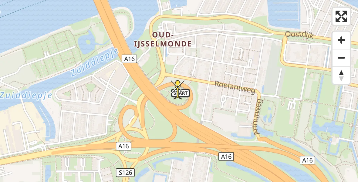 Routekaart van de vlucht: Lifeliner 2 naar Rotterdam, Van Hoochstratenweg