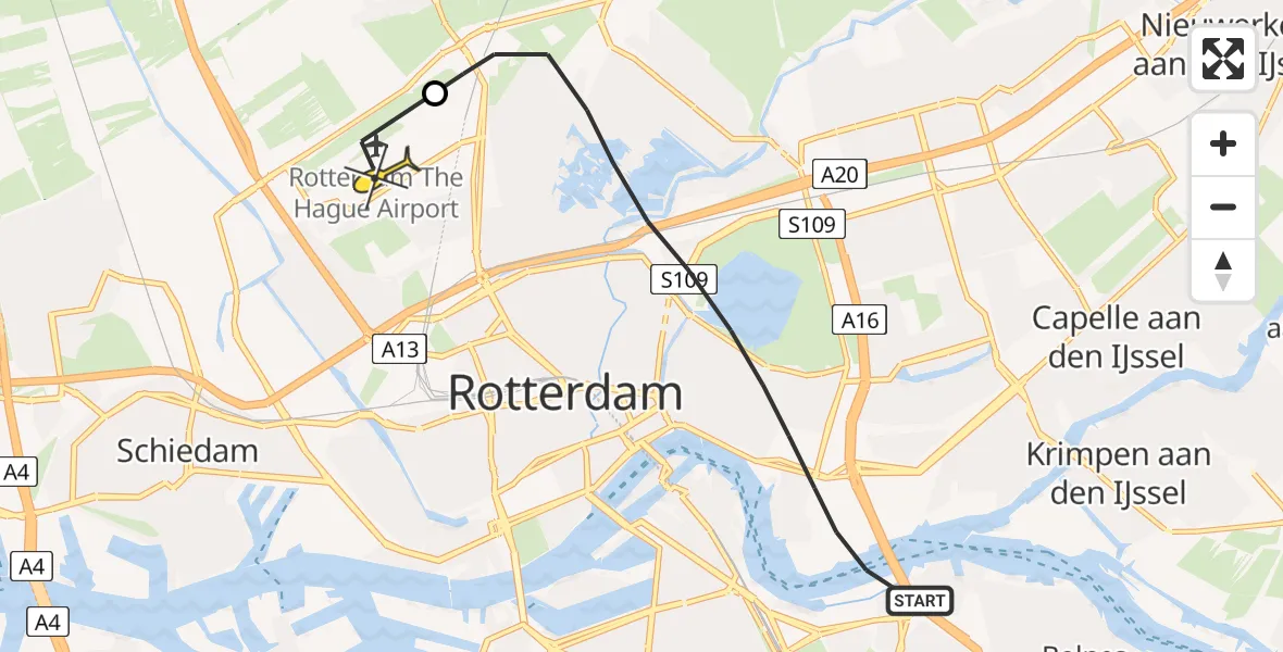 Routekaart van de vlucht: Lifeliner 2 naar Rotterdam The Hague Airport, Toepad