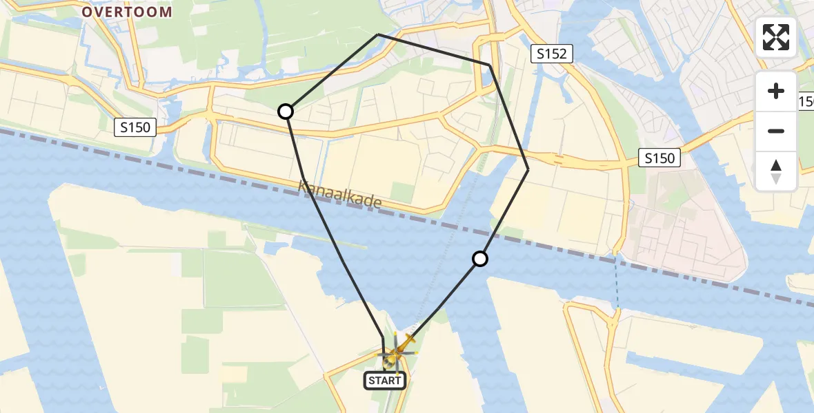 Vluchtroute Traumahelikopter Amsterdam Heliport - Amsterdam Heliport, 08 augustus 2025, 20:25