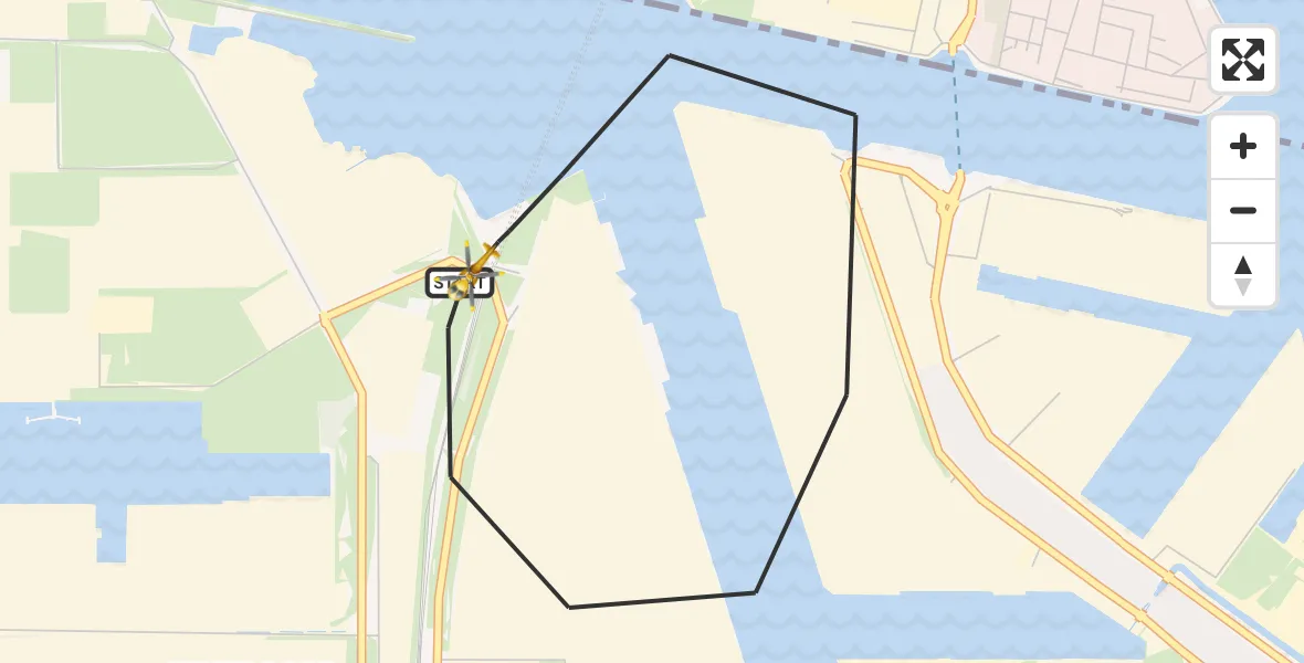 Vluchtroute Traumahelikopter Amsterdam Heliport - Amsterdam Heliport, 08 augustus 2025, 23:28