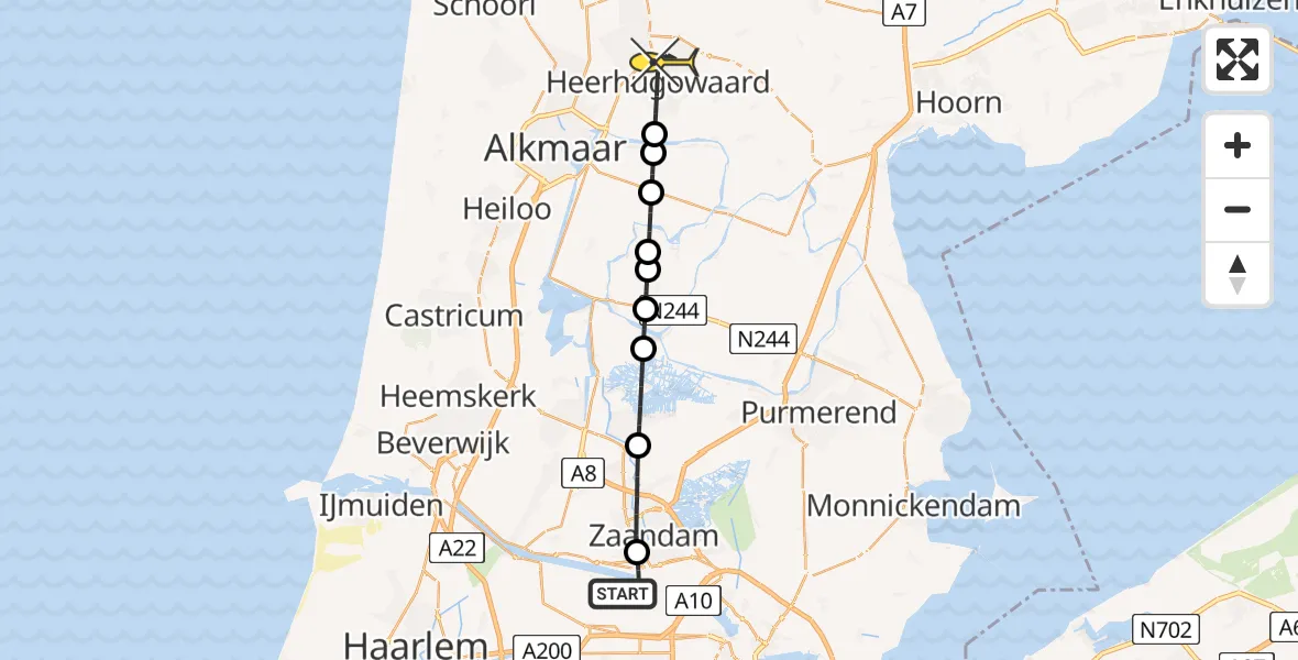 Routekaart van de vlucht: Lifeliner 1 naar Heerhugowaard, Maltaweg
