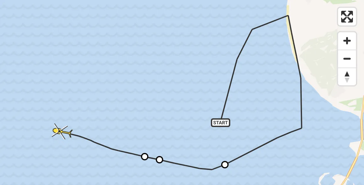 Routekaart van de vlucht: Kustwachthelikopter naar 
