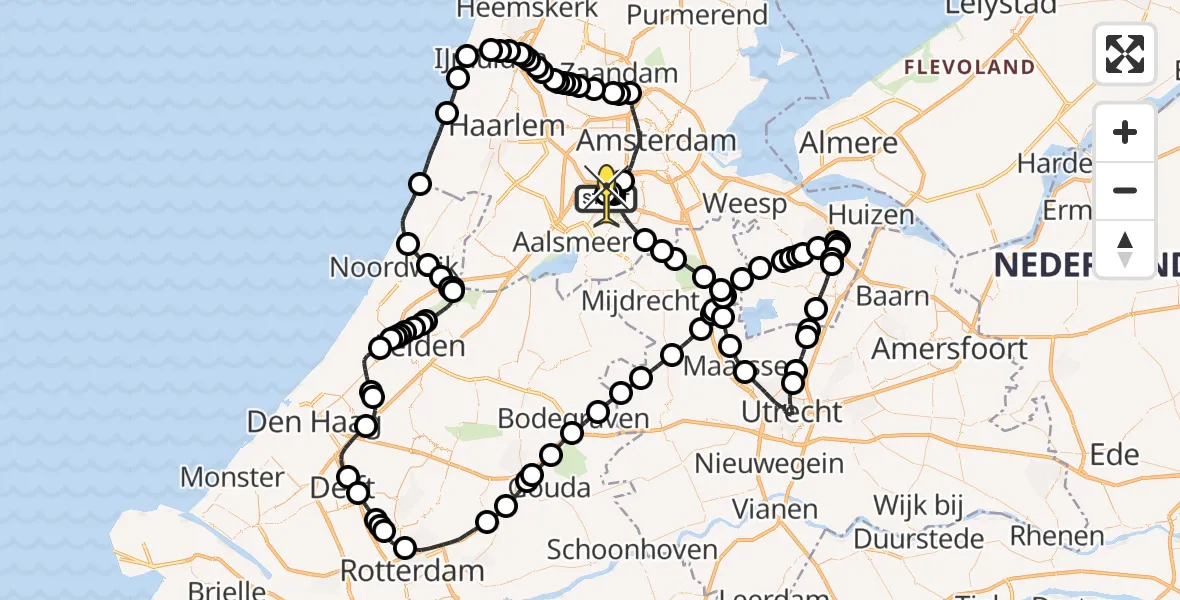 Routekaart van de vlucht: Politieheli naar Schiphol, Henk Veenendaalweg