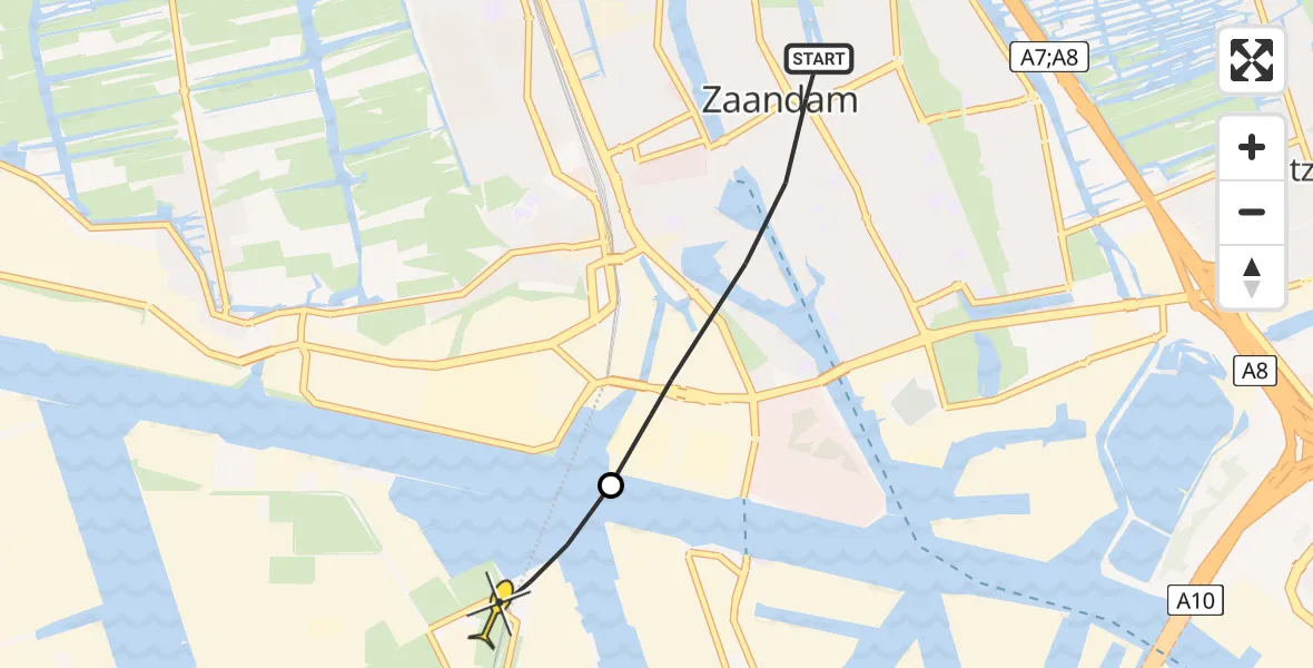 Routekaart van de vlucht: Lifeliner 1 naar Amsterdam Heliport, Amrum