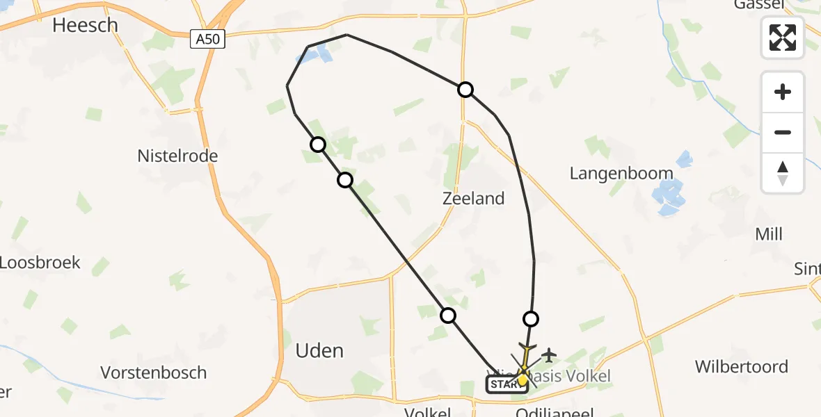 Routekaart van de vlucht: Lifeliner 3 naar Vliegbasis Volkel, Jagersveld