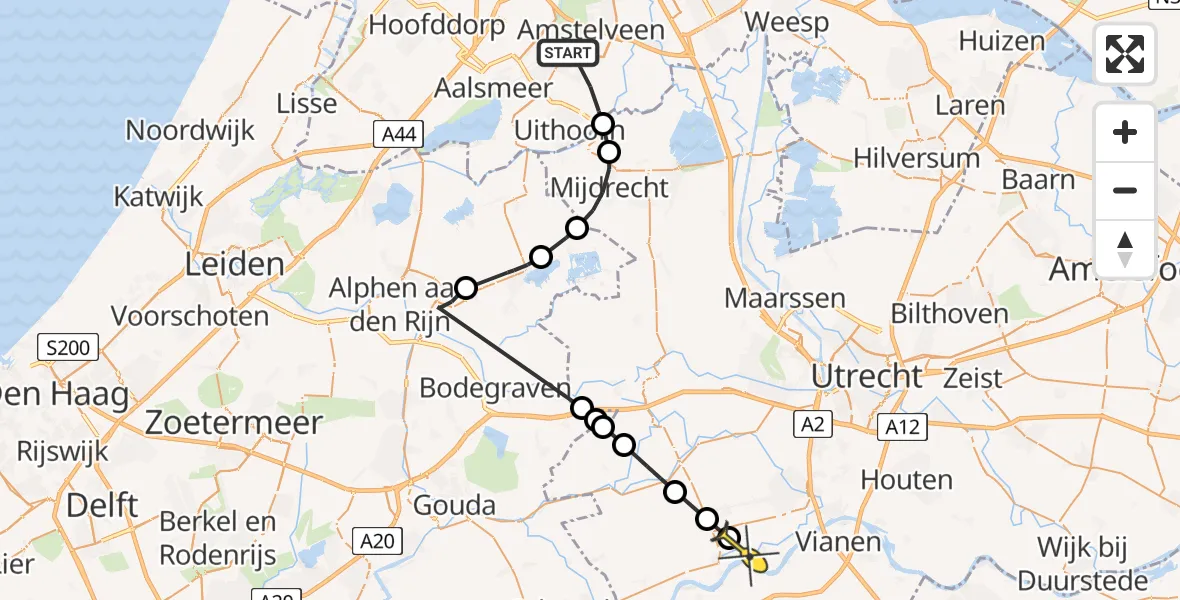 Routekaart van de vlucht: Politieheli naar Lopik, Grutterij