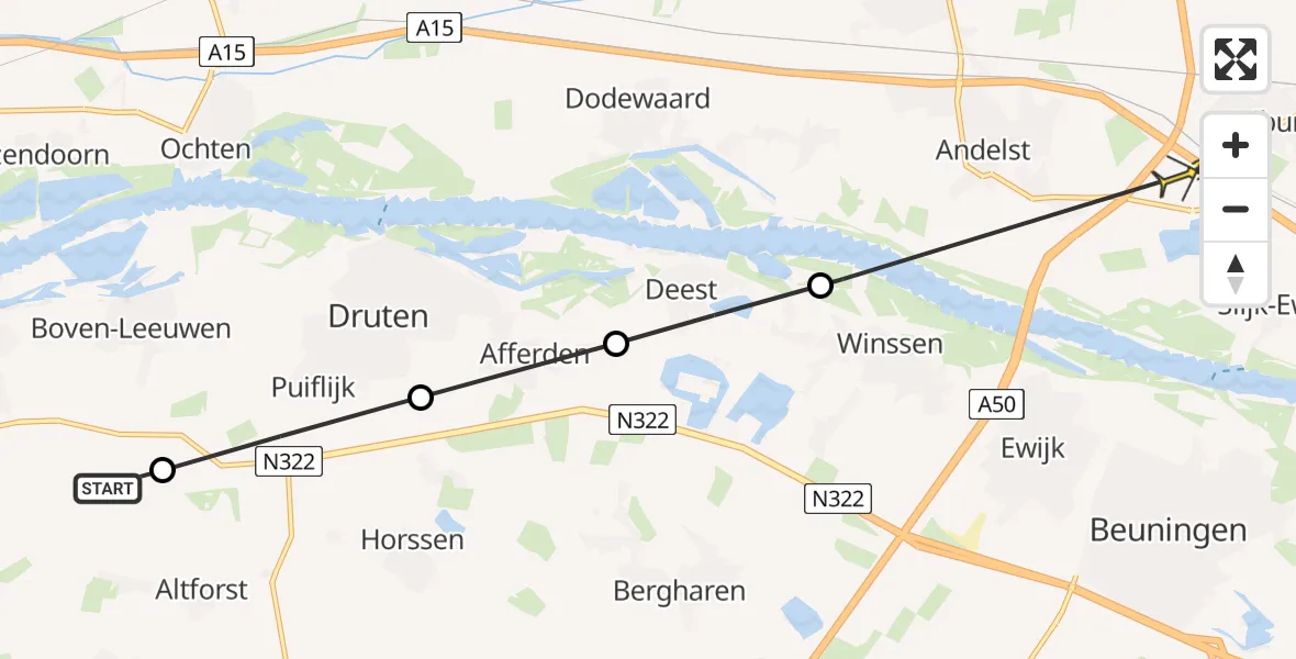 Routekaart van de vlucht: Politiehelikopter naar Herveld, Veldstraat
