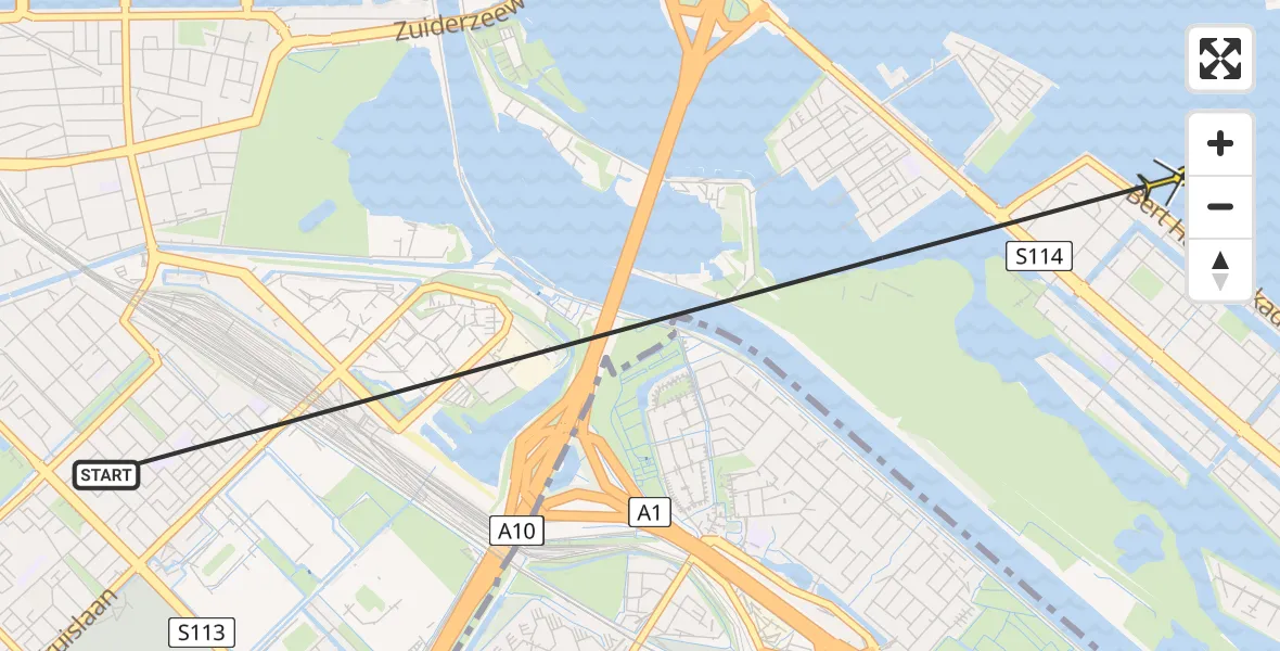 Routekaart van de vlucht: Politieheli naar Amsterdam, Murdoch Mackenziestraat