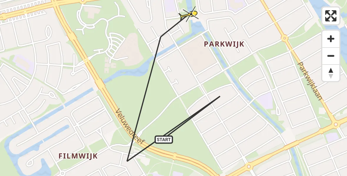 Routekaart van de vlucht: Politieheli naar Almere, Appelboomhof