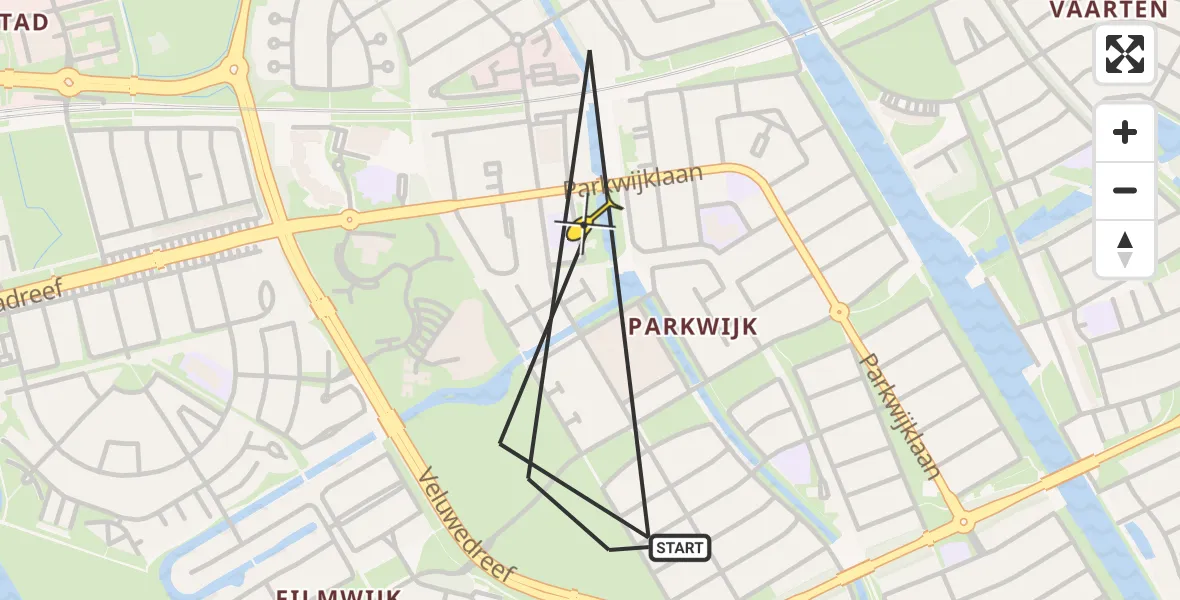 Routekaart van de vlucht: Politieheli naar Almere, Watercipresstraat