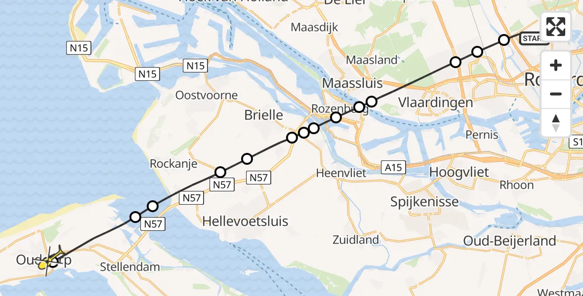 Routekaart van de vlucht: Lifeliner 2 naar Ouddorp, Doenkadepad