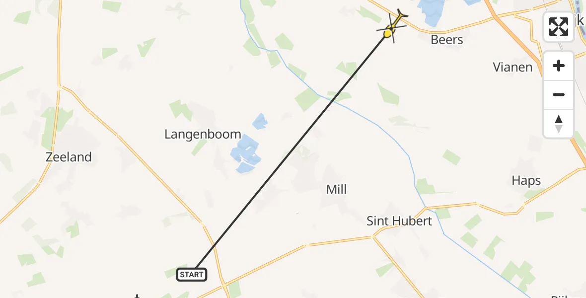 Routekaart van de vlucht: Lifeliner 3 naar Beers NB, Elstweg