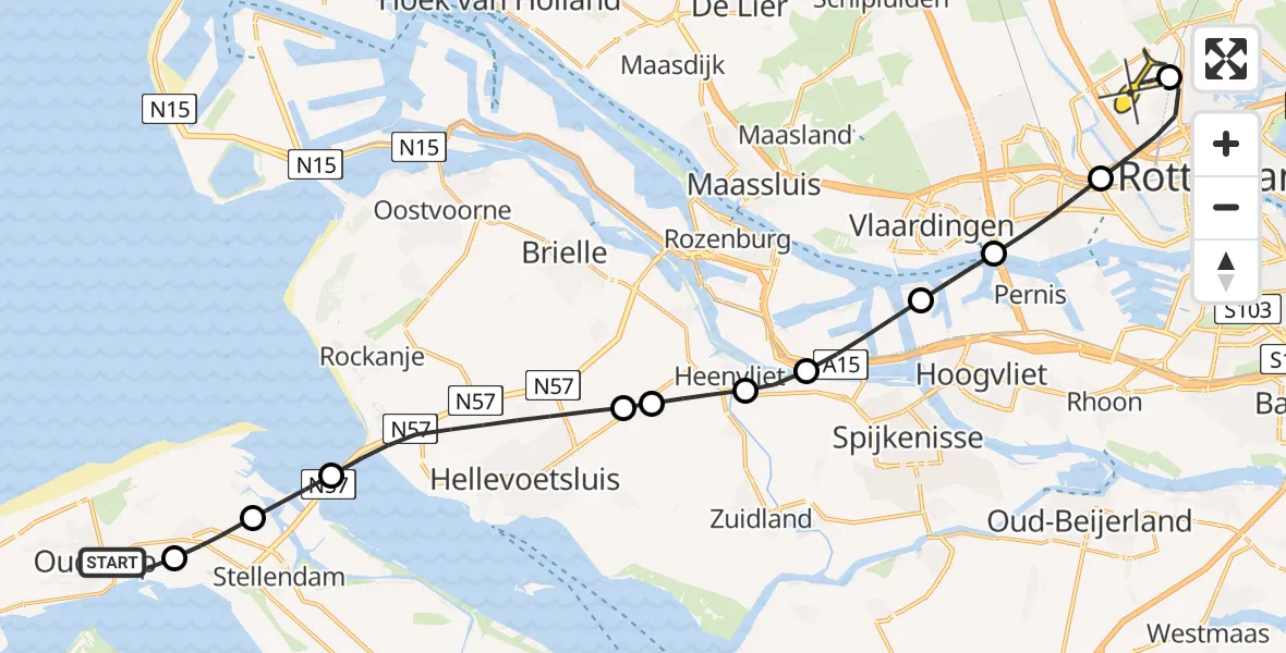 Routekaart van de vlucht: Lifeliner 2 naar Rotterdam The Hague Airport, Zuidweg