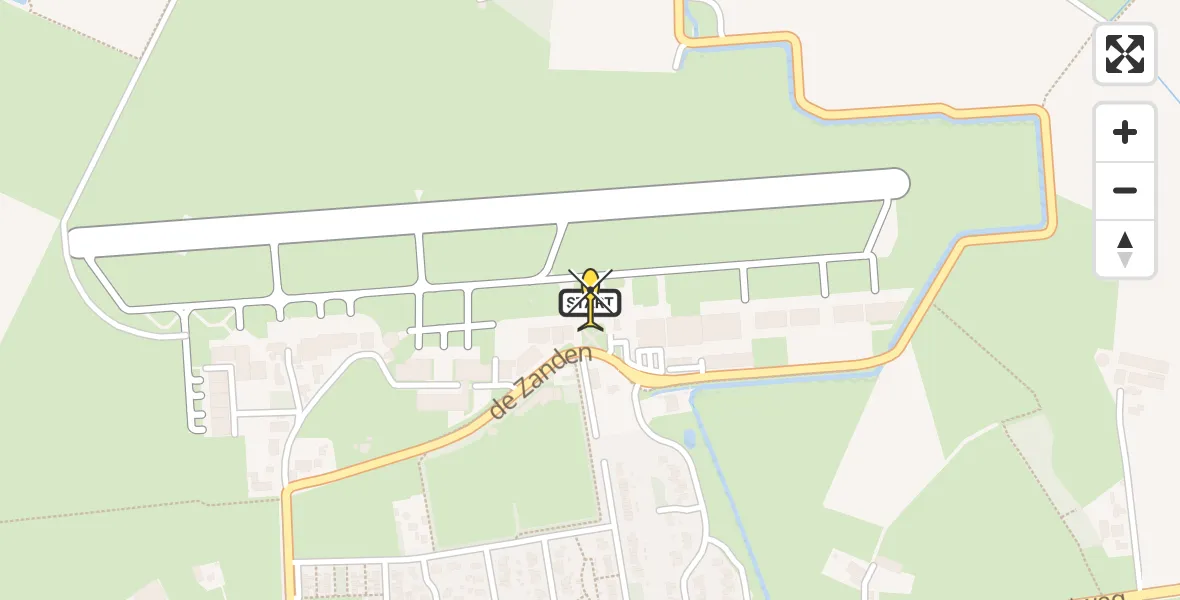 Routekaart van de vlucht: Politieheli naar Vliegveld Teuge, de Zanden