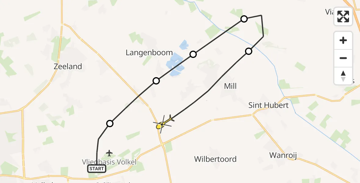 Routekaart van de vlucht: Lifeliner 3 naar Mill, Millsebaan