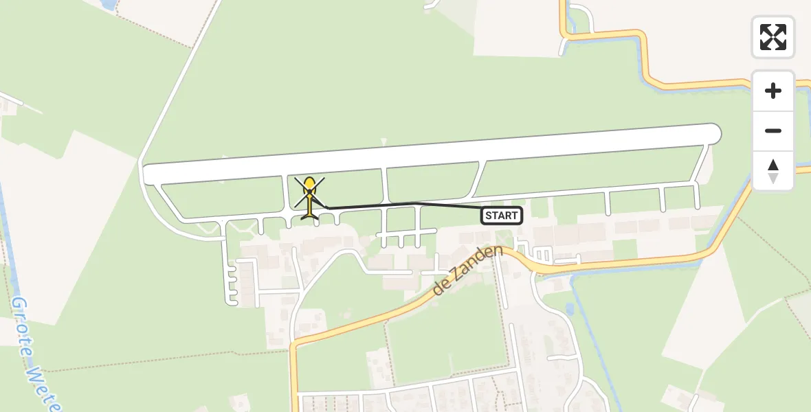 Routekaart van de vlucht: Politieheli naar Vliegveld Teuge, de Zanden