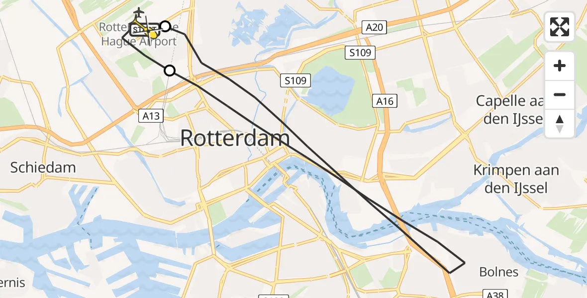Routekaart van de vlucht: Lifeliner 2 naar Rotterdam The Hague Airport, Terletpad