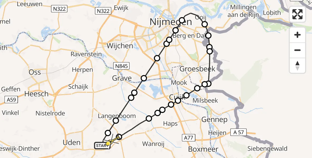 Routekaart van de vlucht: Lifeliner 3 naar Volkel, Houtvennen