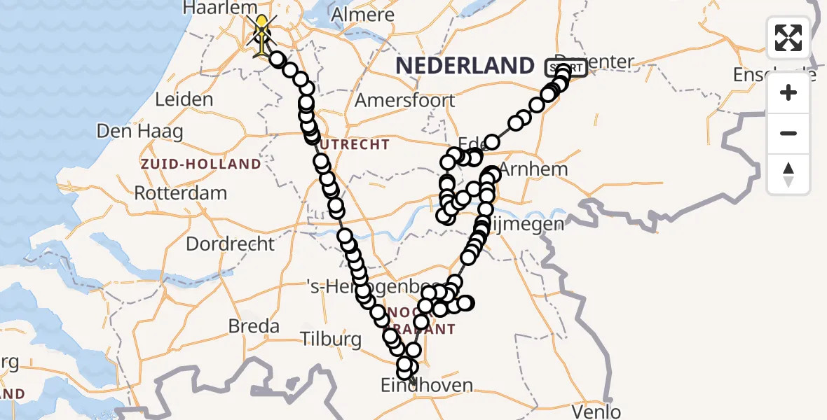 Routekaart van de vlucht: Politiehelikopter naar Schiphol, Kokboerssloot