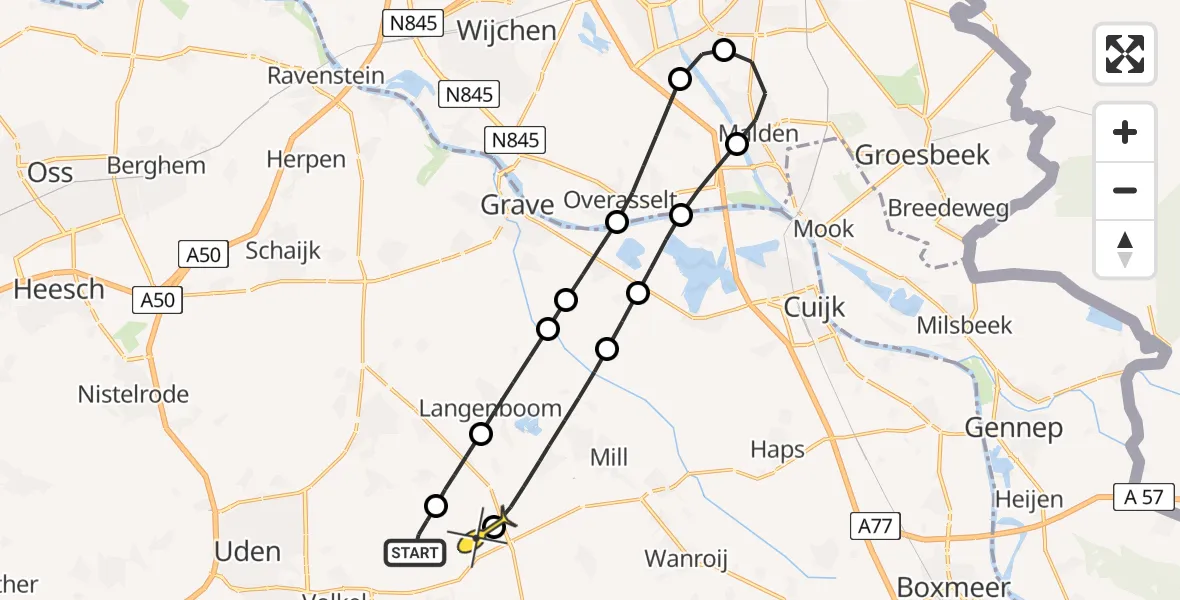 Routekaart van de vlucht: Lifeliner 3 naar Volkel, Houtvennen