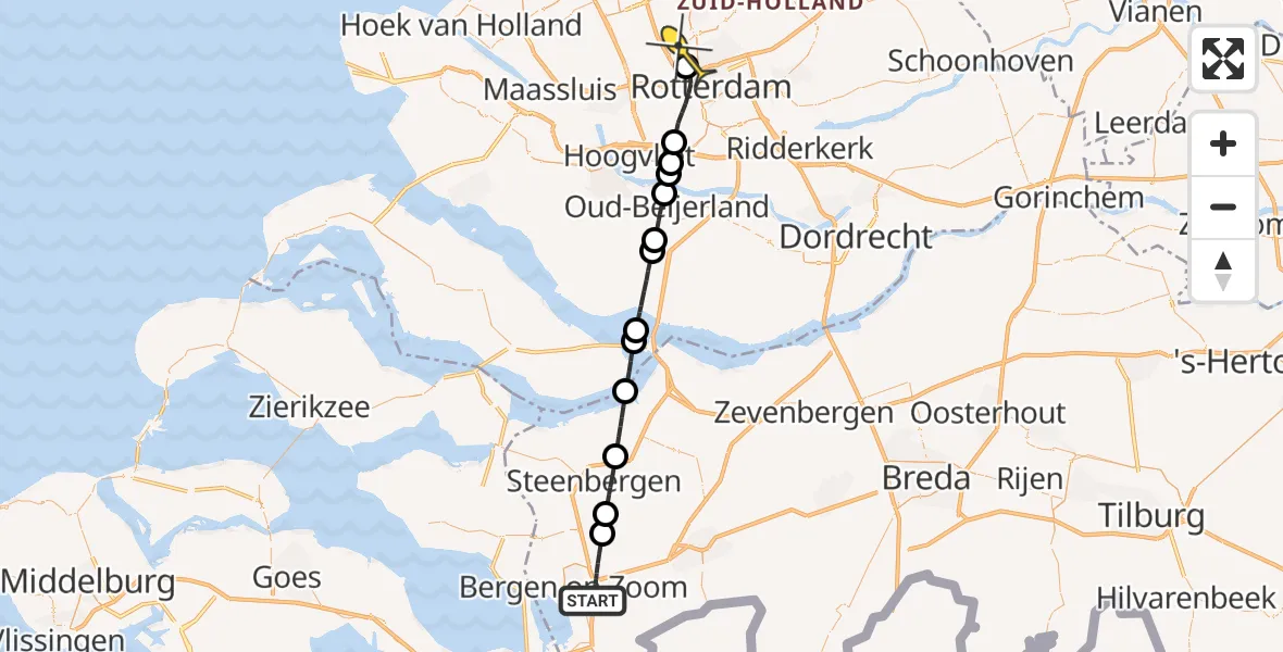 Routekaart van de vlucht: Lifeliner 2 naar Rotterdam The Hague Airport, Randweg Oost